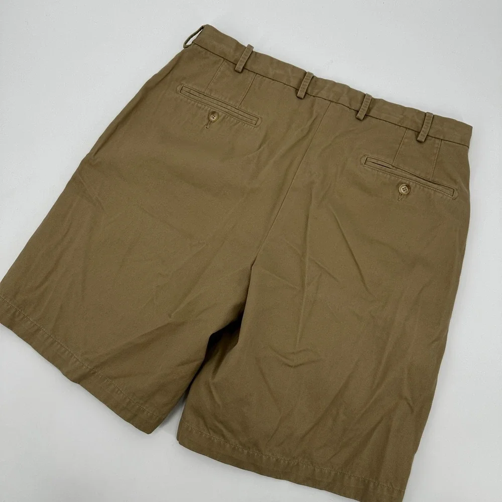 Peter Millar Mens Khaki Pima Cotton Flat Front Chino Shorts Size 35 Tan RN100308